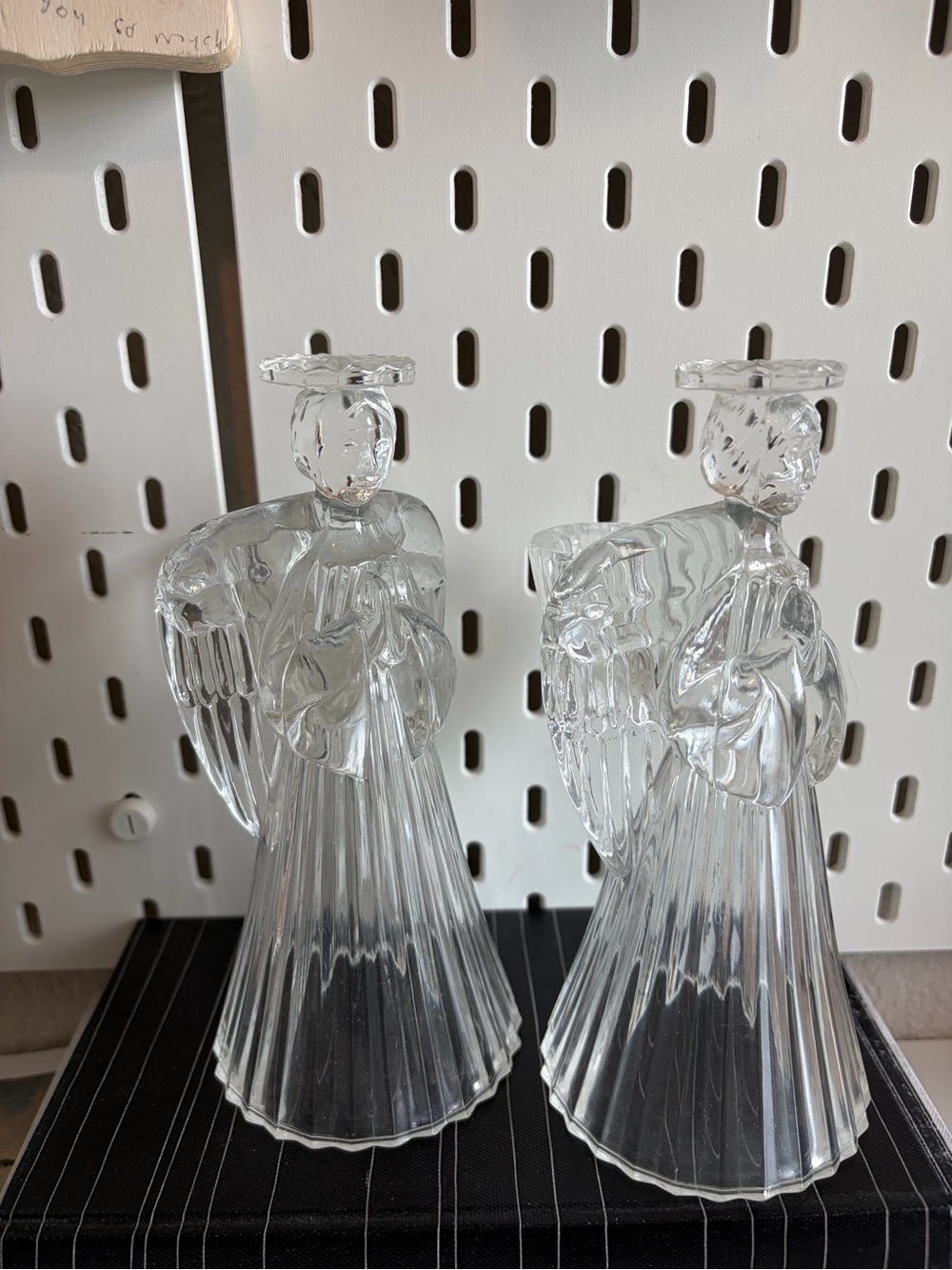 Lead Crystal Clear Angel Candle Holders - Pair